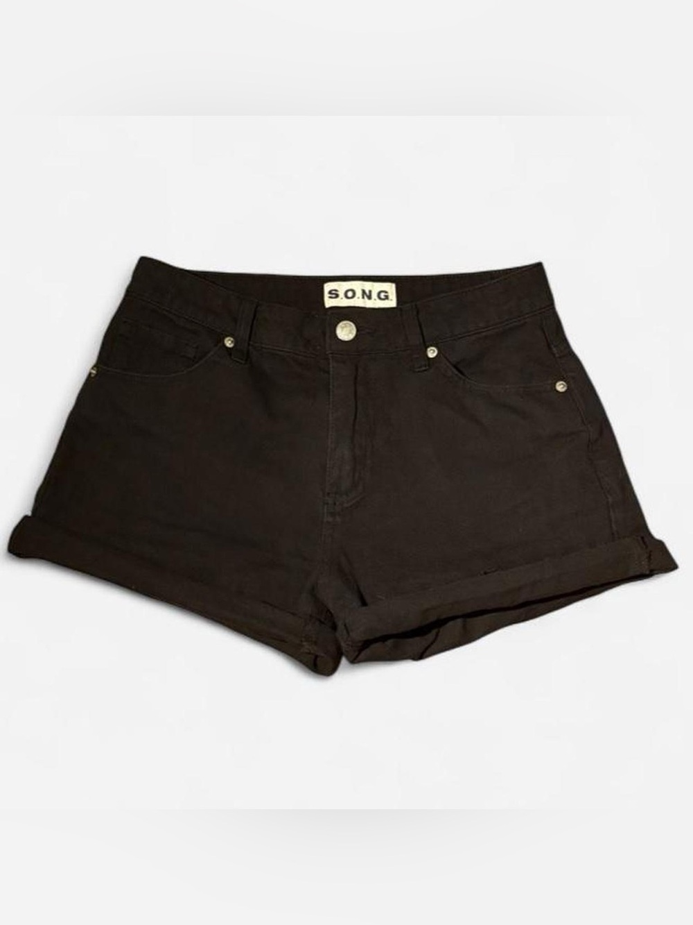 S.O.N.G. Black Roll-Hem Women's Jean Shorts